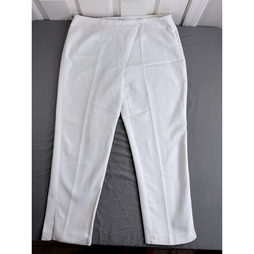 Chicos So Slimming White Crop Pants Womens 0.5 Side Zip Stretch Trousers
